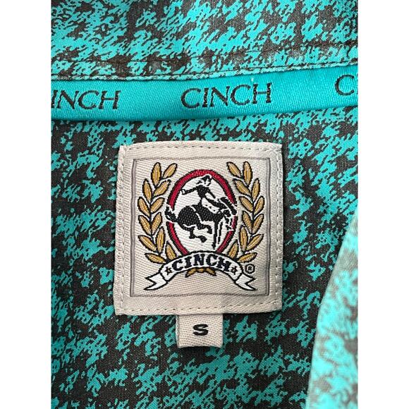 Cinch Black on Blue Print Button Front Classic Fit Shirt size Small - Picture 3 of 8